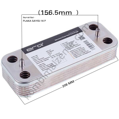 Plaka Eşanjör 16 P- Baymak Baxi (156.5mm Düz) Hrale