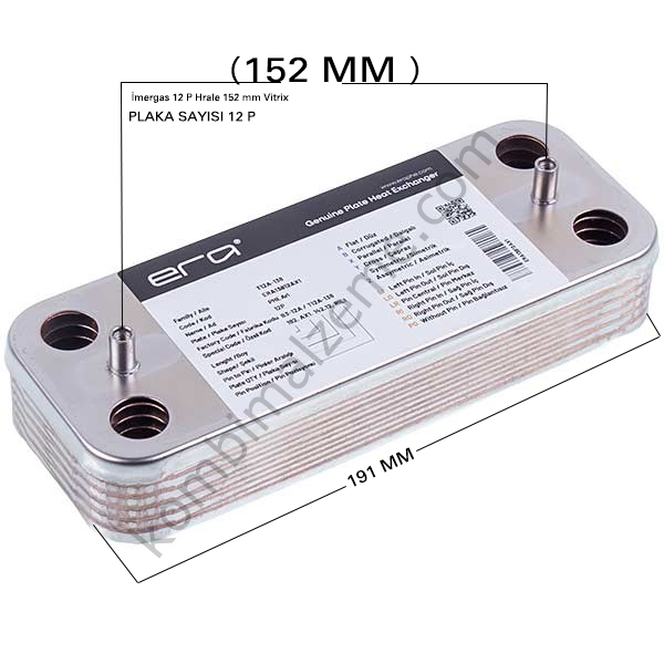 Plaka Eşanjör - İmergas 12 P Hrale 152 mm Vitrix